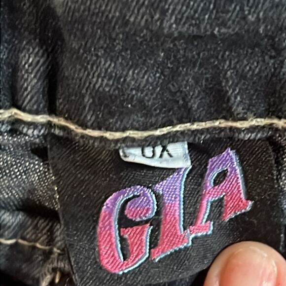 GIA Cut out Embellished Blue jeans Lace women's size 0X See Pics For Measurement - Picture 6 of 8